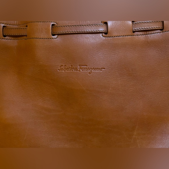 Salvatore Ferragamo, Vintage Caramel Calf Leather Drawstring Hobo Bag - Picture 8 of 15